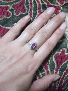 Vintage Pure Silver &amp; Pink Stone Ring