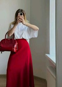 Satin Flare Maxi Skirt
