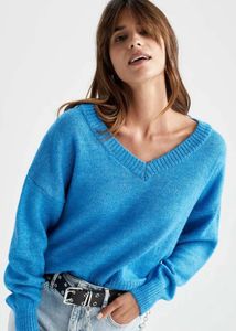 Stylish Blue Knit Sweater