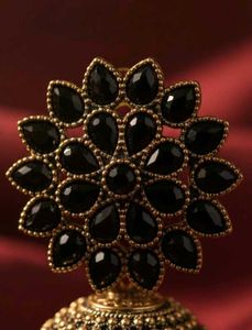 Black Stone Jhumka Earrings