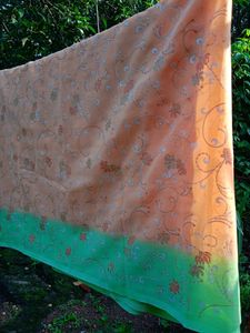 Orange And Green Color Saree