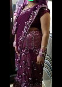 lengha saree with attached palla beautiful work
