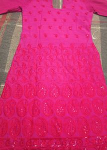 Rani Pink Backless Shoulderoff Kurti