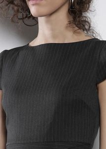 Gray Pinstripe Sheath Dress