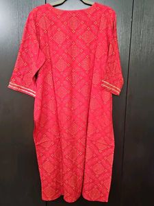 Red Embroidered Kurta