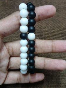 Black &amp; White Beaded Bracelets (Set of 3)combo