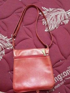 Red Crossbody Bag with Multiple Zippers