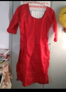 Red Embroidered Kurta
