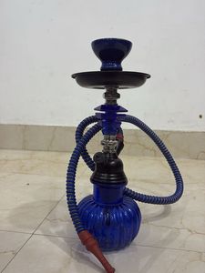 Blue Hookah And Glass Smoking Pipe