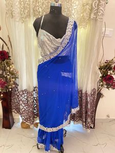 Elegant Blue Embellished Saree