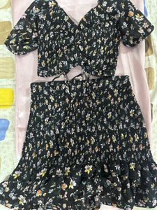 Floral Smocked Two-Piece Set FREE SIZE