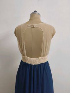 Navy &amp; Gold Embellished Gown