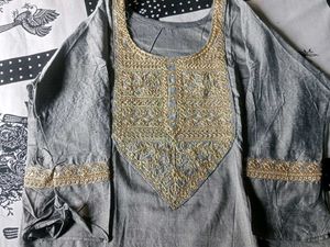 Elegant Grey Embroidered Kurta Set