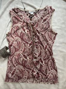 Vintage Ruffle Paisley Sleeveless Top