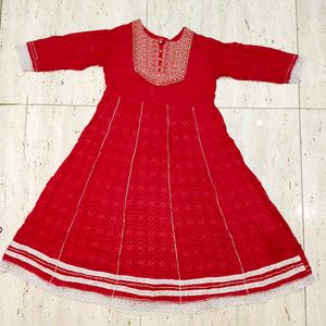 ❤️ Beautiful Red Embroidered Anarkali Gown 🌸