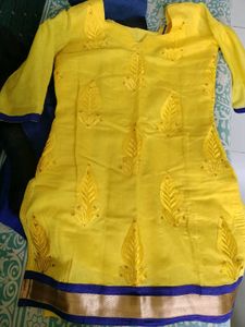 Yellow Embroidered Kurti