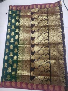 Elegant Green &amp; Gold Saree