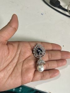 Pearl and CZ Drop Earrings