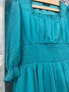 Aqua Tiered Midi Dress