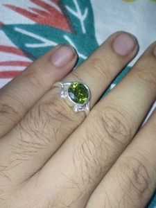Peridot Green Sterling Silver Ring