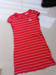 Red Mini Casual Cotton Dress