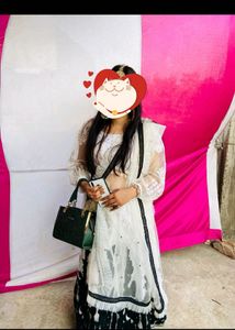 Elegant White And Black Lehenga