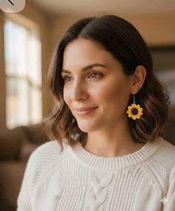 Sunflower Crochet Earrings
