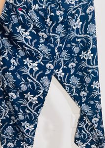 Navy Floral Sleeveless Tunic Kurta Set With Dupatt