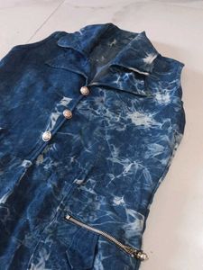 Denim Print Sleeveless Dress