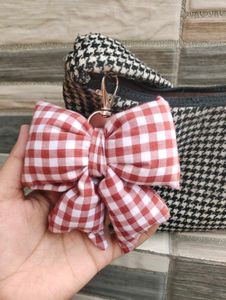 Puffy bow keyring Gingham red ♥️