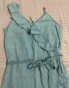 🦋Light Blue Ruffle Wrap Dress