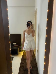 White Chickankari Romper