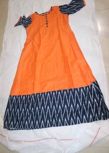 Orange & Ikat Print Dress Buy 1 Get Free
