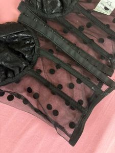 Black Polka Dot Corset Top