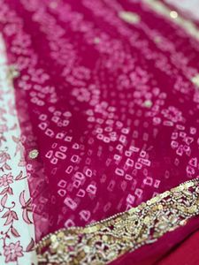 Bandhej  Rose Pink Wedding Wear Saree