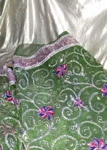 Green Embroidered Saree