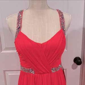 City Triangles Prom Dress Bright Pink Beaded Gown