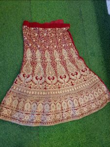 Red &amp; Gold Embroidered Lehenga