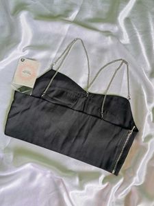 Black Chain Strap Crop Top