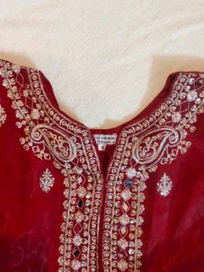 Kerelaite Red Embroidered Kurti