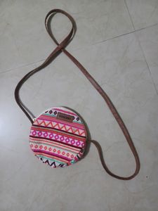 Multicolour Print Canvas Sling Bag Unused