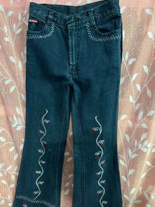 Embroidered Bell Bottom Jeans