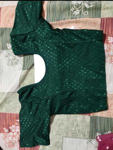 Emerald Green Readymade Saree Blouse