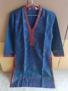 Biba Blue Lotus Print Kurta Set