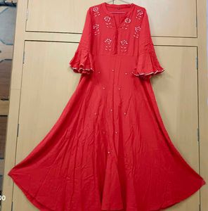 Red Anarkali Gown