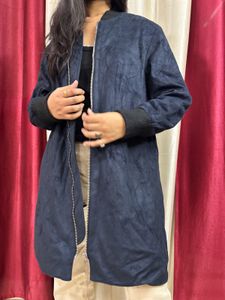 Navy Blue Long Overcoat