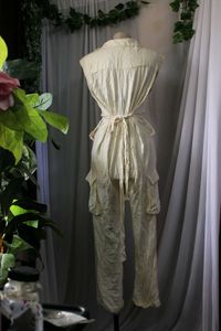 Vintage Cream Button-Down Jumpsuit