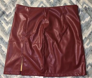 Burgundy Faux Leather Skirt