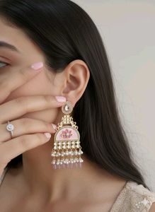 Pink Jhumka Earrings