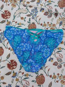 Blue Floral Lace Briefs